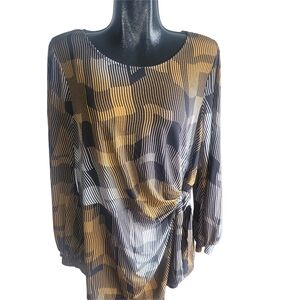 Laura Abstract Print Long Sleeve Top 2X